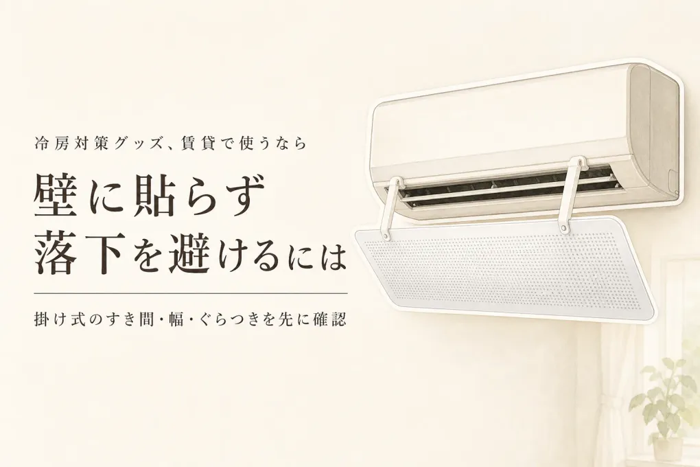 エアコン風よけカバーの吊り下げ式は賃貸向き？両面テープと落下防止の確認ポイント